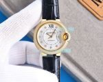Replica Cartier Ballon Bleu De White Dial Gold Case Ladies Diamond Watch 33mm